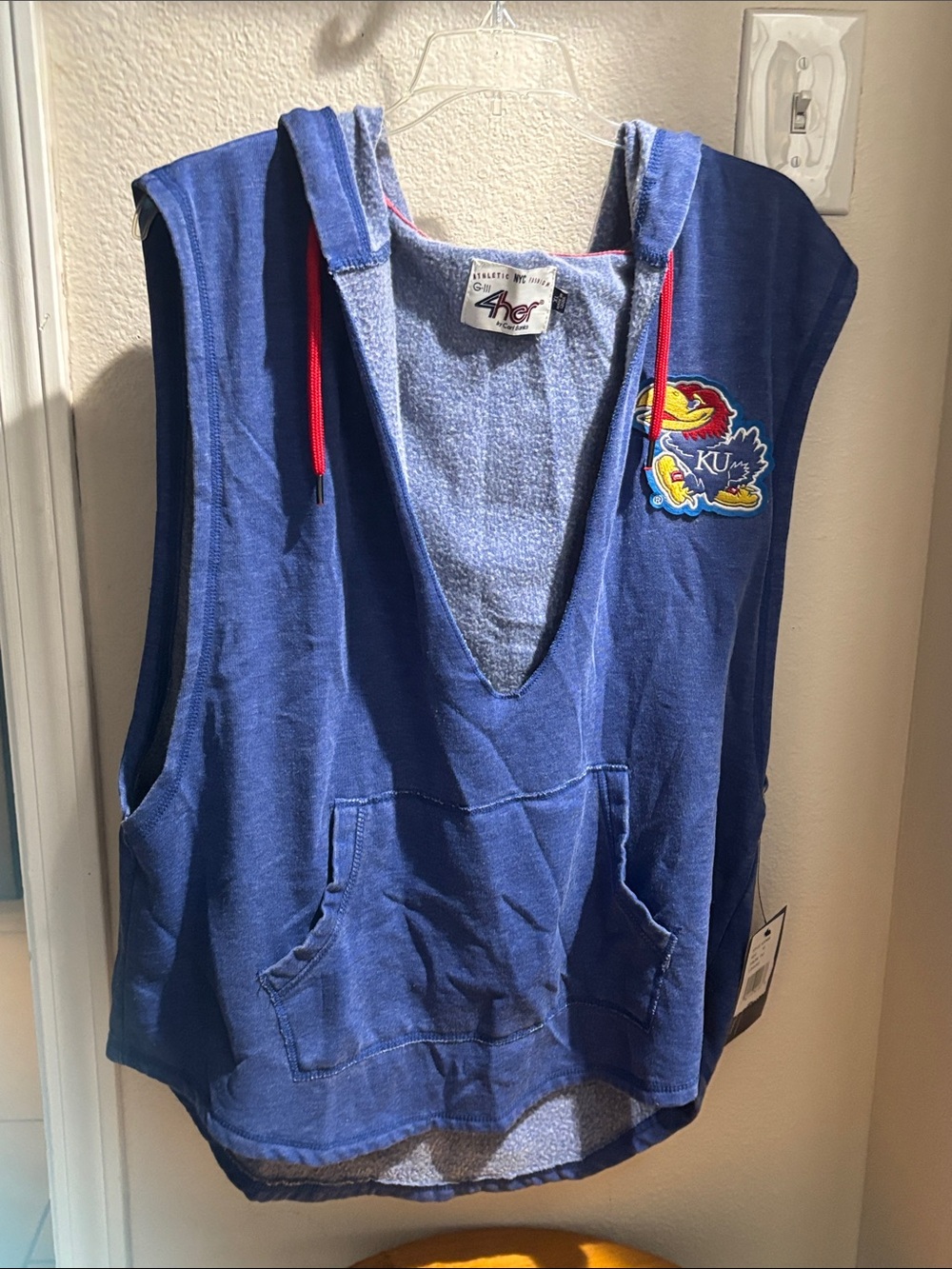 G-III 4Her by Carl Banks Blue KU Jayhawk Hooded Sleeveless Pullover XL NWT